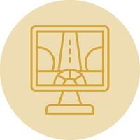 Driving Control Line Yellow Circle Icon vector