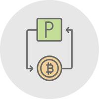 bitcoin paypal línea lleno ligero icono vector