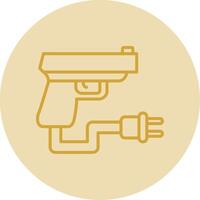 Gun Line Yellow Circle Icon vector