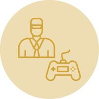 Gamer Line Yellow Circle Icon vector