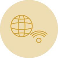 Internet Connection Line Yellow Circle Icon vector
