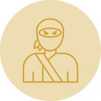 ninja línea amarillo circulo icono vector