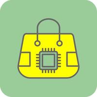 compras bolso lleno amarillo icono vector