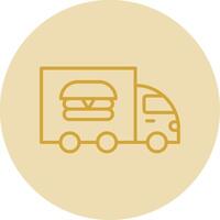 Food Truck Line Yellow Circle Icon vector