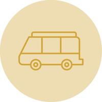 Minibus Line Yellow Circle Icon vector