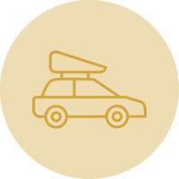 familia coche línea amarillo circulo icono vector