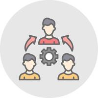 equipo trabajo línea lleno ligero icono vector