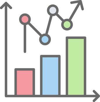 Statistical Chart Line Filled Light Icon vector