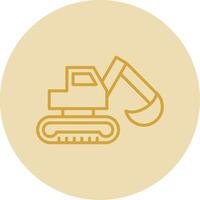 Digger Line Yellow Circle Icon vector