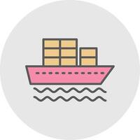 Container Ship Line Filled Light Icon vector