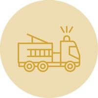 Fire Truck Line Yellow Circle Icon vector