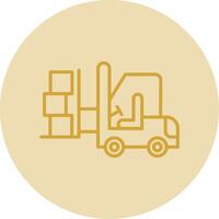 Forklift Line Yellow Circle Icon vector