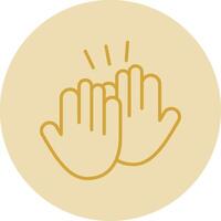 High Five Line Yellow Circle Icon vector