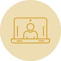 Laptop Line Yellow Circle Icon vector