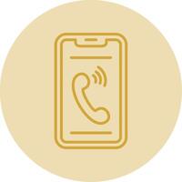 Phone Line Yellow Circle Icon vector
