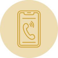 Phone Line Yellow Circle Icon vector