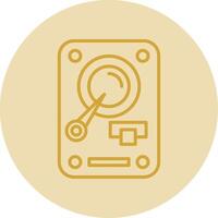 Hard Disk Drive Line Yellow Circle Icon vector