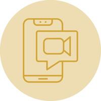 Call Line Yellow Circle Icon vector