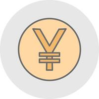 Yen Coin Line Filled Light Icon vector