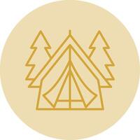 Tent Line Yellow Circle Icon vector