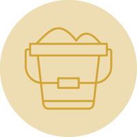 Sand Bucket Line Yellow Circle Icon vector