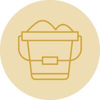 Sand Bucket Line Yellow Circle Icon vector