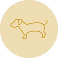 Dog Line Yellow Circle Icon vector