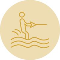 Surfing Line Yellow Circle Icon vector