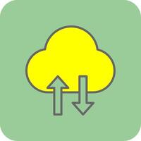 Cloud Data Transfer Filled Yellow Icon vector