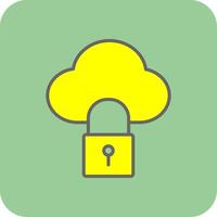 Cloud Lock Filled Yellow Icon vector