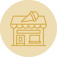 Ice Cream Shop Line Yellow Circle Icon vector