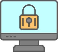 Locked Computer Line Filled Light Icon vector