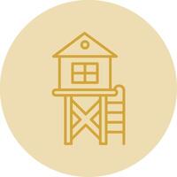 Salvavidas torre línea amarillo circulo icono vector