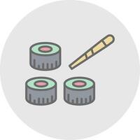 Sushi línea lleno ligero icono vector