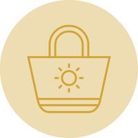 Beach Bag Line Yellow Circle Icon vector