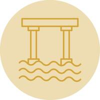 Bridge Line Yellow Circle Icon vector