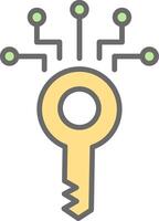 Digital Key Line Filled Light Icon vector