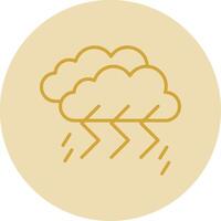 Thunder and Lighning Line Yellow Circle Icon vector