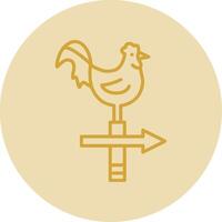 Chicken Line Yellow Circle Icon vector