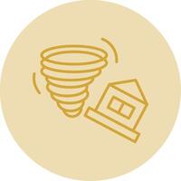 Tornado Line Yellow Circle Icon vector