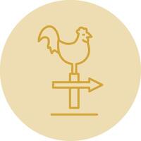 Chicken Line Yellow Circle Icon vector