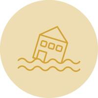 Flood Line Yellow Circle Icon vector