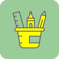 Pencil Case Filled Yellow Icon vector