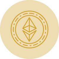 Ethereum Coin Line Yellow Circle Icon vector