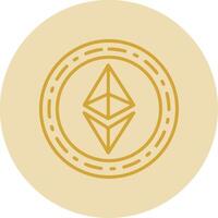 Ethereum Coin Line Yellow Circle Icon vector