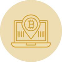 Bitcoin Location Line Yellow Circle Icon vector