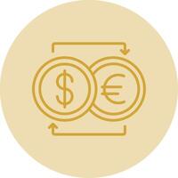 Currency Exchnage Line Yellow Circle Icon vector