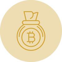 Bitcoin Bag Line Yellow Circle Icon vector