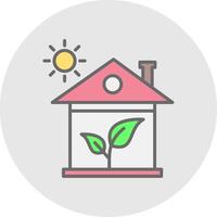 Green House Line Filled Light Icon vector