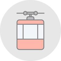 Cable Car Line Filled Light Icon vector